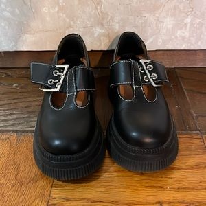 Ganni creeper Maryjane loafers 38 black